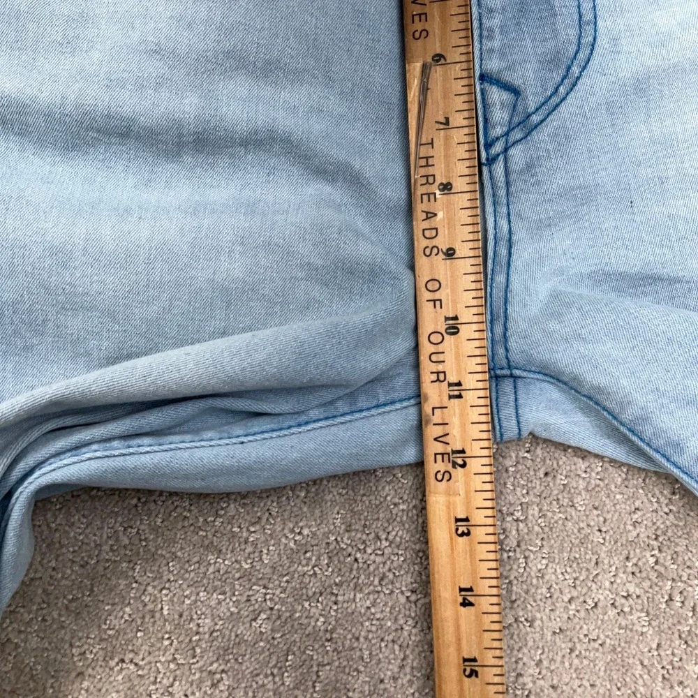 True Religion Ricky Jeans Mens 34 Blue Fade Relaxed Straight Flap Pocket Denim